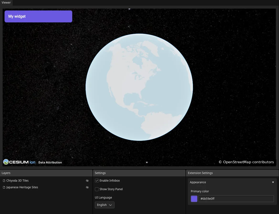 ユーザーが設定した色のパネルが Re Visualizer の地図上に表示されている