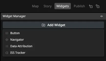 The ISS Tracker widget in the Widgets panel