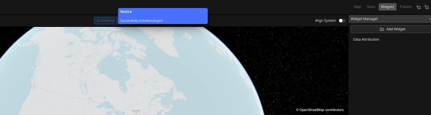 The ISS Tracker development plugin installed in Visualizer
