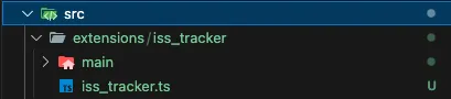 The renamed iss_tracker extension directory and entry file