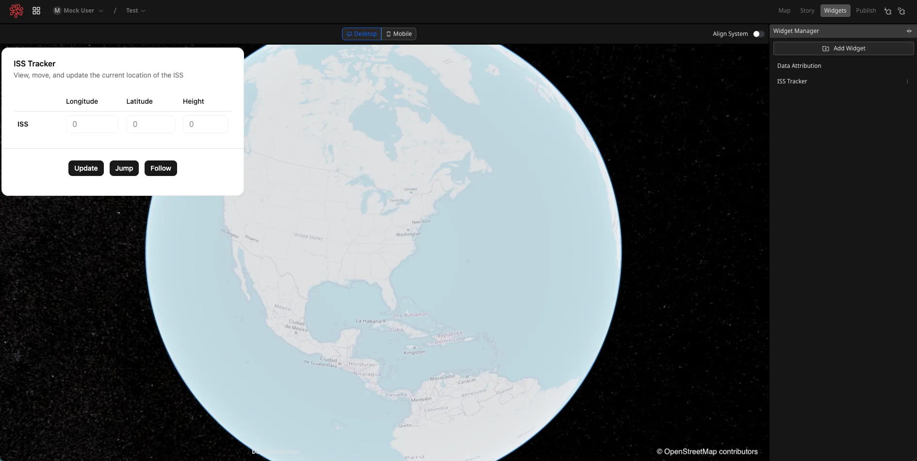 The template updated with the ISS Tracker labels and three controls